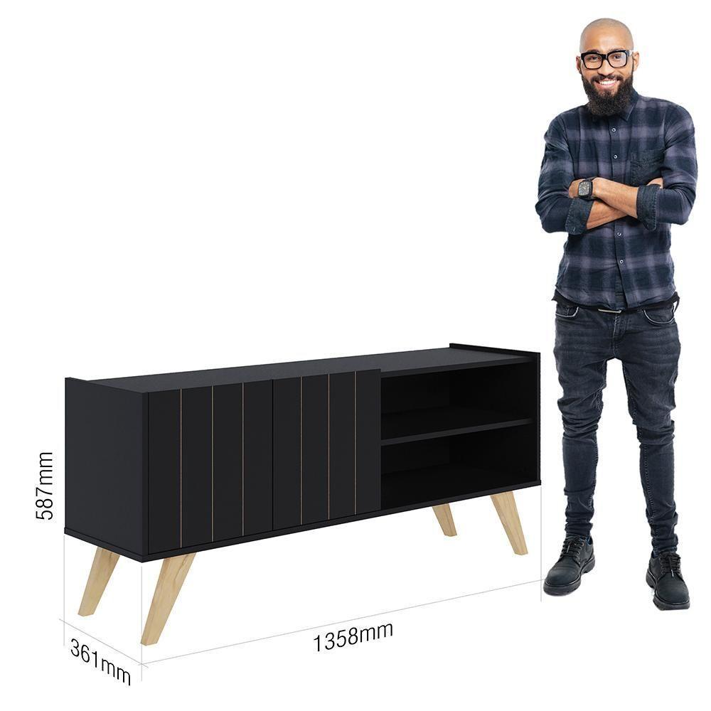 Rack Para Tv Até 50" Space Moov Preto Fosco - 7