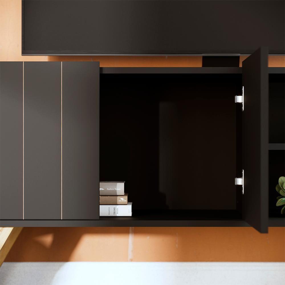 Rack Para Tv Até 50" Space Moov Preto Fosco - 8