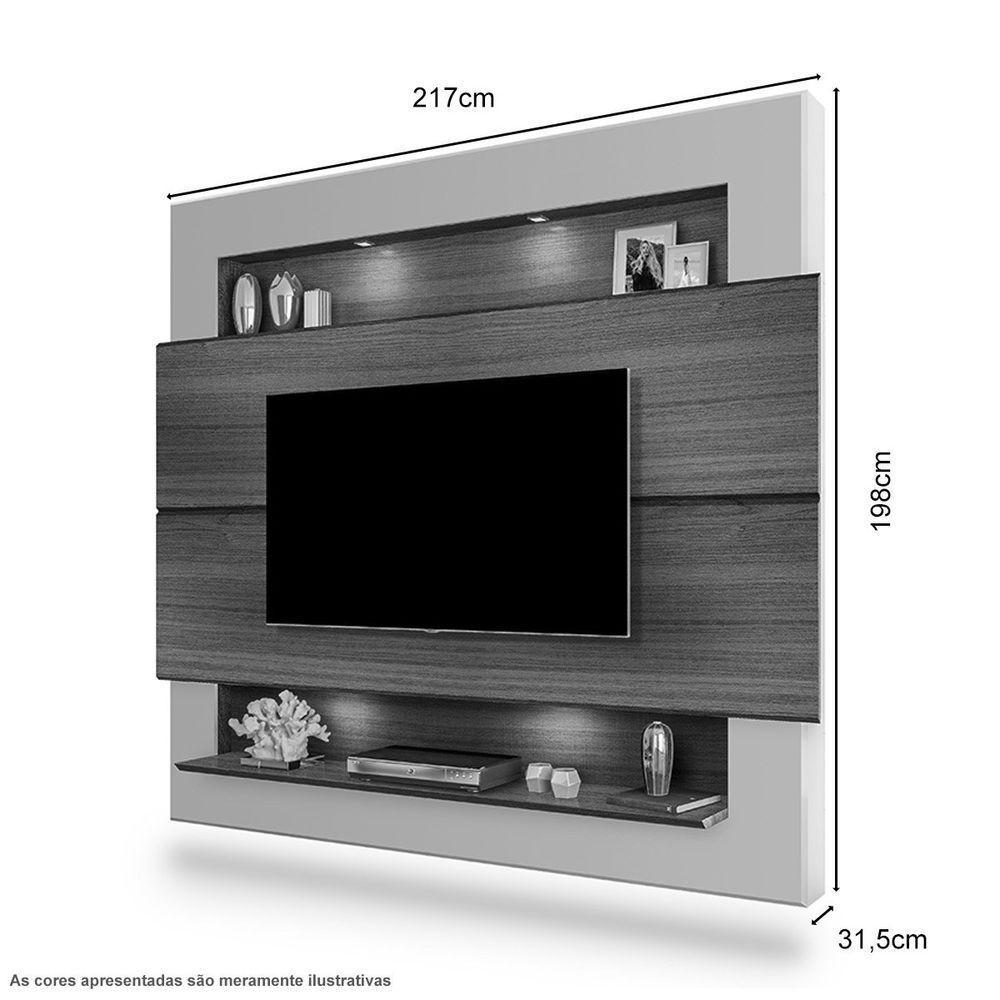 Painel Para Tv 75" Com Nicho E Prateleira Carvalho Off White - 2