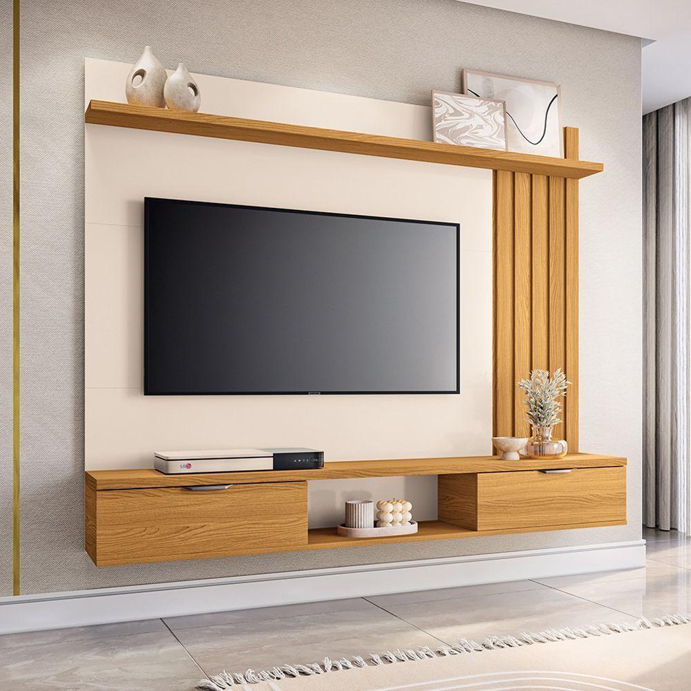 Painel Suspenso Decorativo Ripado Mdp/mdf Portas Basculantes Dublin Off White/cinamomo G26 - Gran Belo - 1