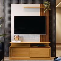 Home Para Tv Com Prateleira Ibirapuera Tauari Ripado Off White Perolziado - 1