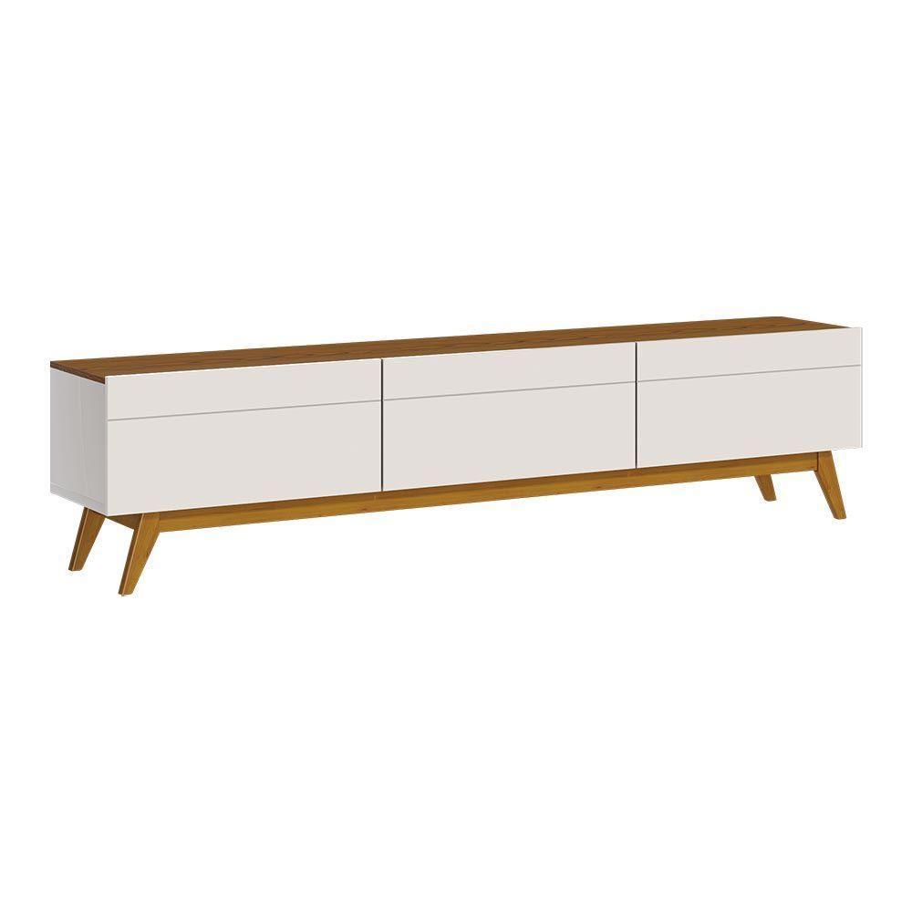 Rack Bancada 3 Gavetas 180cm Amy Off White/freijó - 1