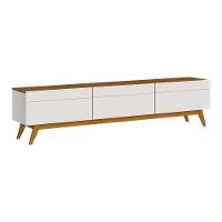 Rack Bancada 3 Gavetas 180cm Amy Off White/freijó - 1