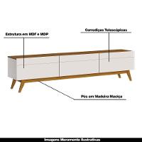 Rack Bancada 3 Gavetas 180cm Amy Off White/freijó - 5