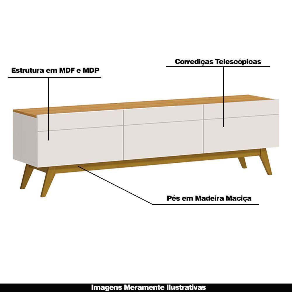 Rack Bancada 3 Gavetas 218cm Amy Off White/nature - 7