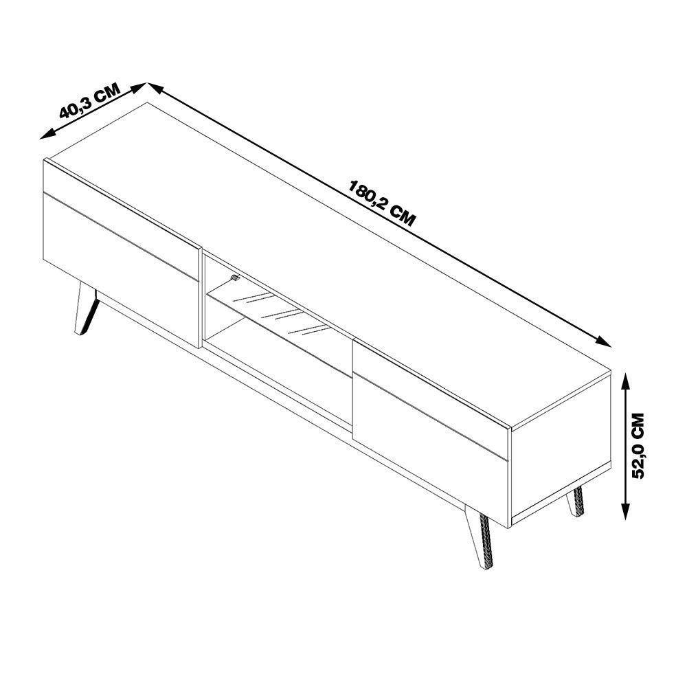 Rack Bancada 2 Gavetas 180cm Amy Off White/nature - 7
