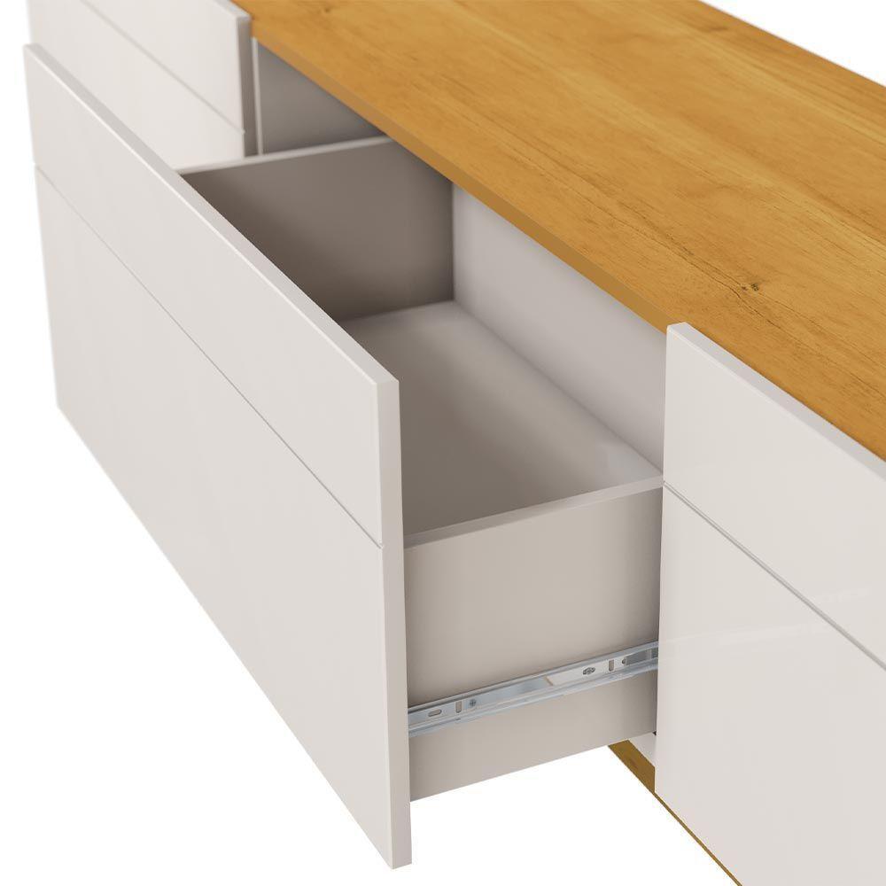 Rack Bancada 3 Gavetas 180cm Amy Off White/nature - 2