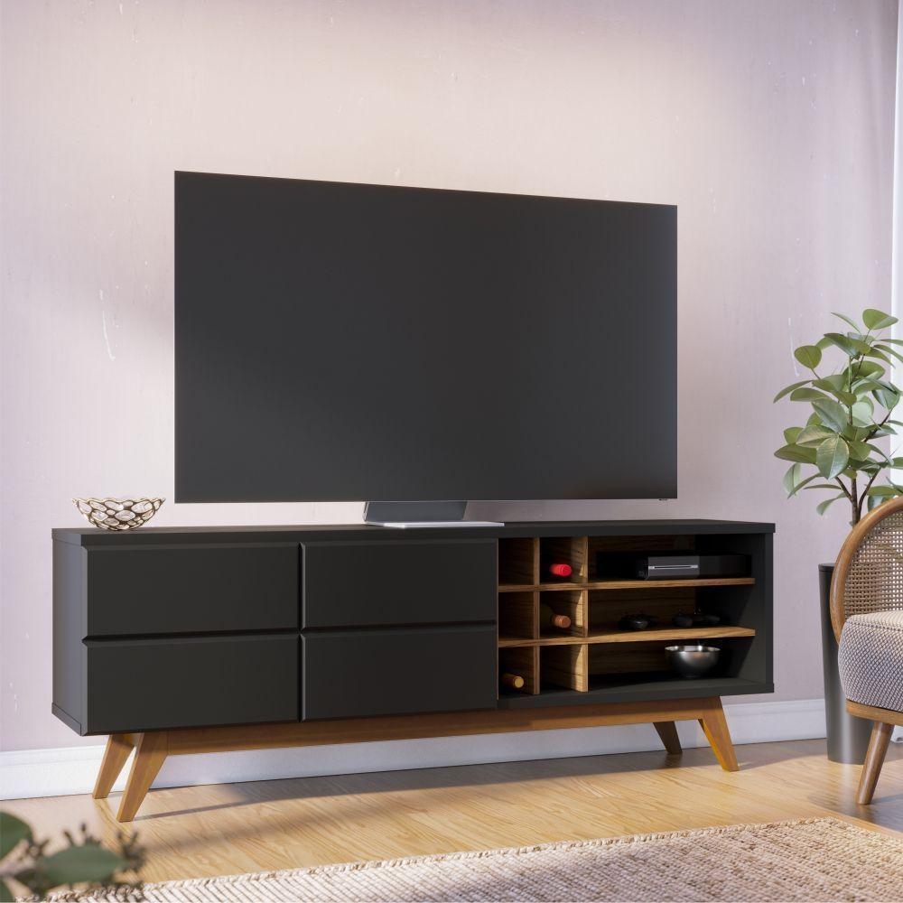 Rack Para Tv Ate 70 Polegadas Isabel Preto Fosco Noce Milano - 1