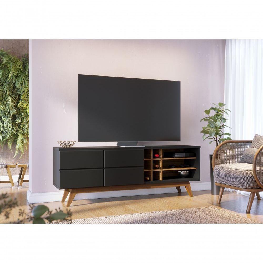 Rack Para Tv Ate 70 Polegadas Isabel Preto Fosco Noce Milano - 2