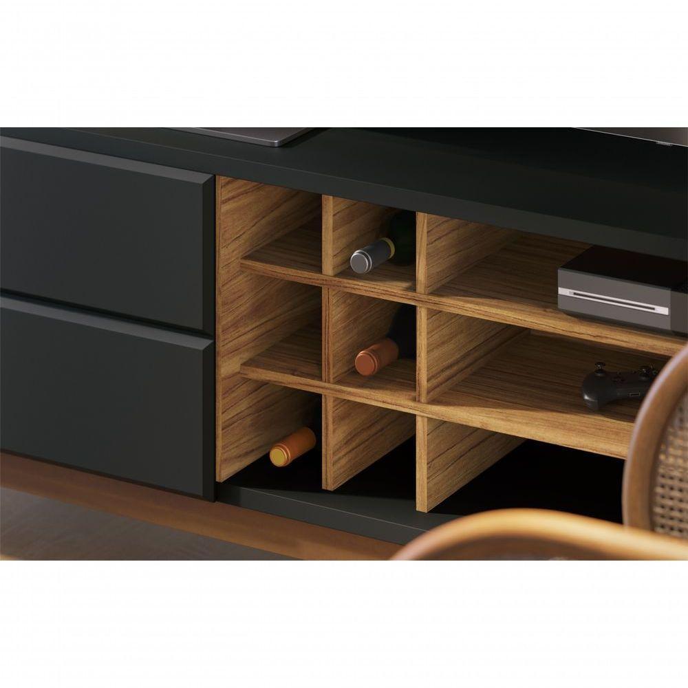 Rack Para Tv Ate 70 Polegadas Isabel Preto Fosco Noce Milano - 4