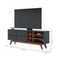 Rack Para Tv Ate 70 Polegadas Isabel Preto Fosco Noce Milano - 6