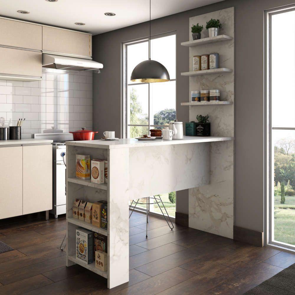 Bancada Mesa Gourmet Para Cozinh e Painel Suprema Marmore Bp - 1