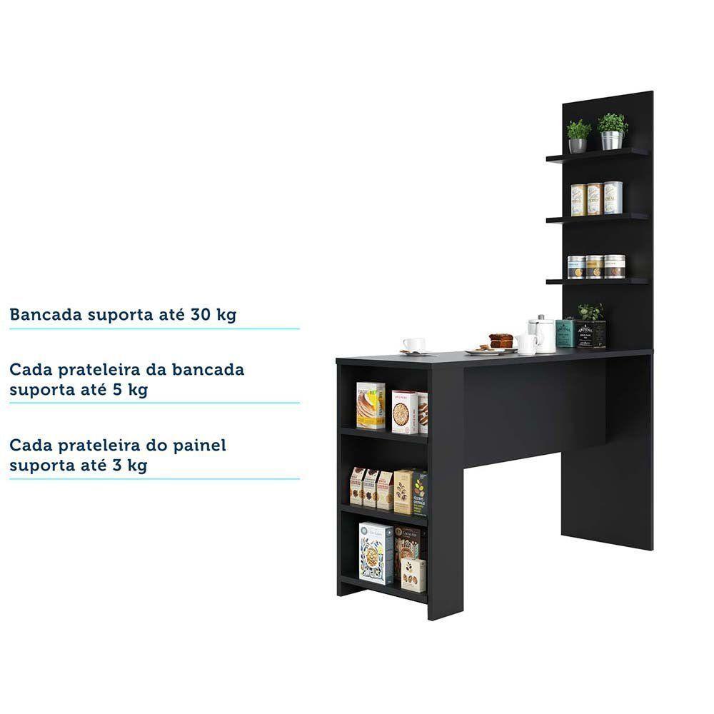 Bancada Mesa Gourmet Para Cozinh e Painel Suprema Preto - 2