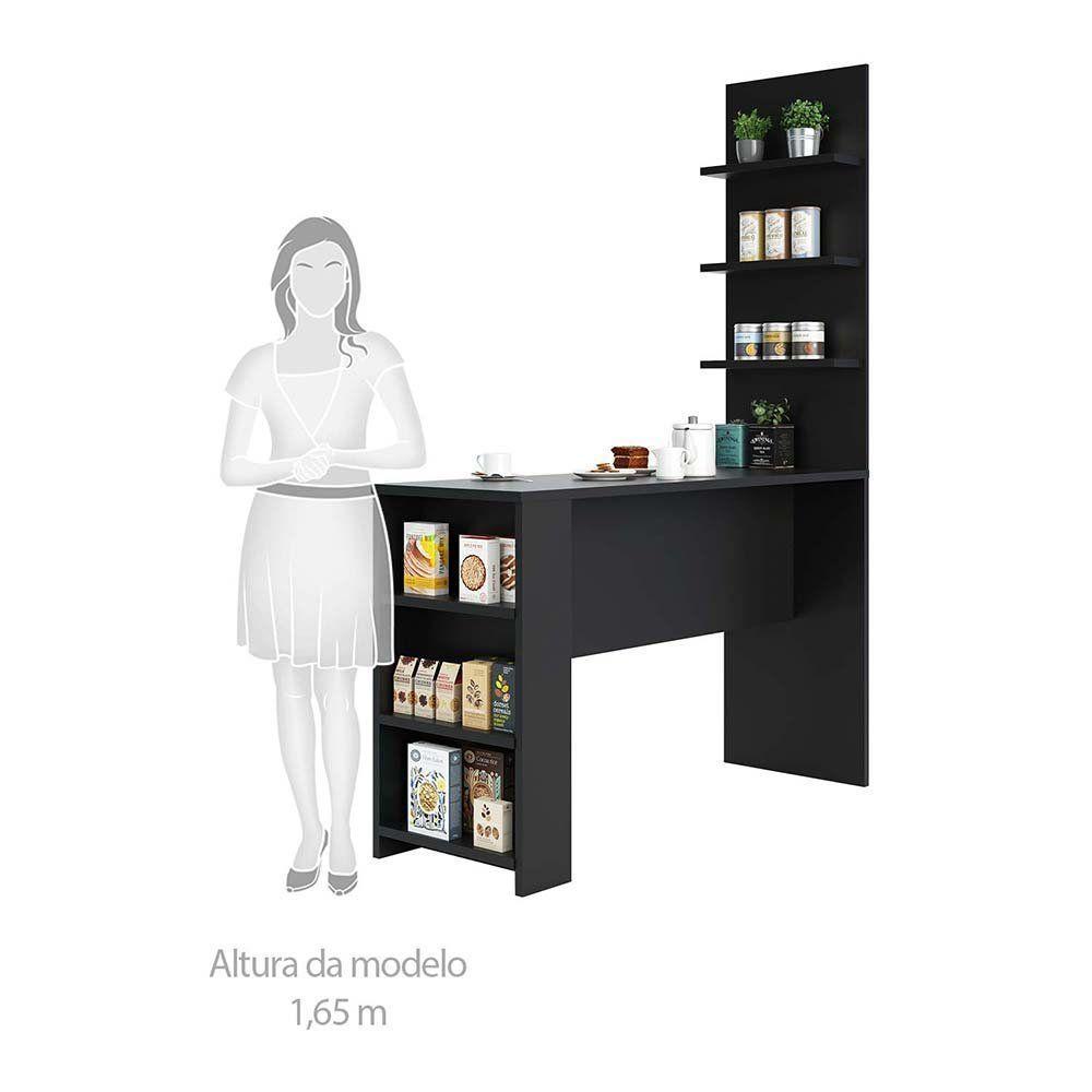 Bancada Mesa Gourmet Para Cozinh e Painel Suprema Preto - 5
