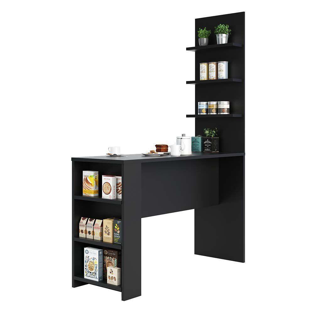 Bancada Mesa Gourmet Para Cozinh e Painel Suprema Preto - 6