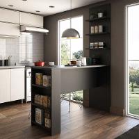 Bancada Mesa Gourmet Para Cozinh e Painel Suprema Preto - 1