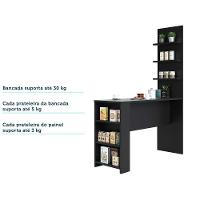 Bancada Mesa Gourmet Para Cozinh e Painel Suprema Preto - 2