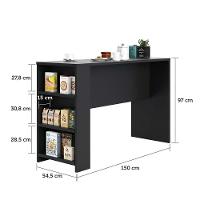 Bancada Mesa Gourmet Para Cozinh e Painel Suprema Preto