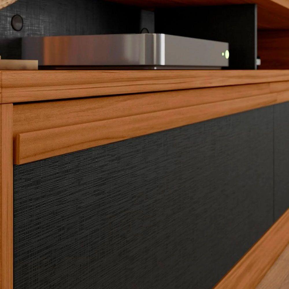 Home Nt1295 183cm Para Tv Até 60" Com Detalhe Ripado E Pés Notável Freijó Trend Com Preto Tx - 2