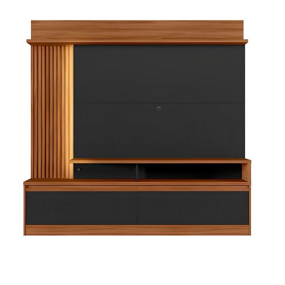 Home Nt1295 183cm Para Tv Até 60" Com Detalhe Ripado E Pés Notável Freijó Trend Com Preto Tx - 3