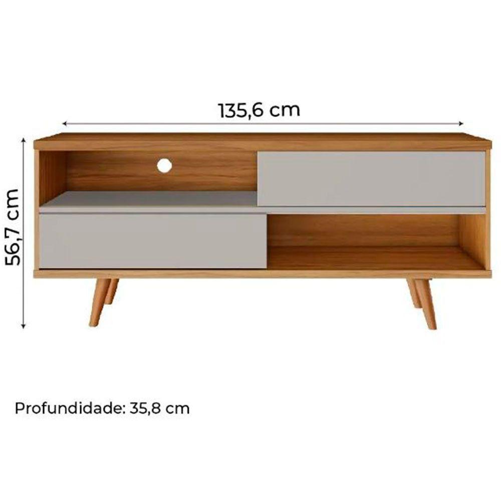 Bancada 135cm Para Tv Até 50 Polegadas Nt1180 Notável Freijo Trend Com Off White - 4
