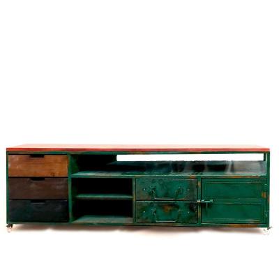 Rack para Tv Loft Estilo Industrial Em Ferro 160cm Verde