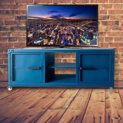 Rack para Tv Queens Estilo Industrial Em Ferro Azul 190cm