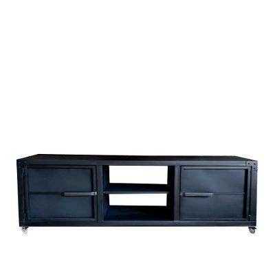 Rack para Tv Queens Estilo Industrial Em Ferro Preto 200cm