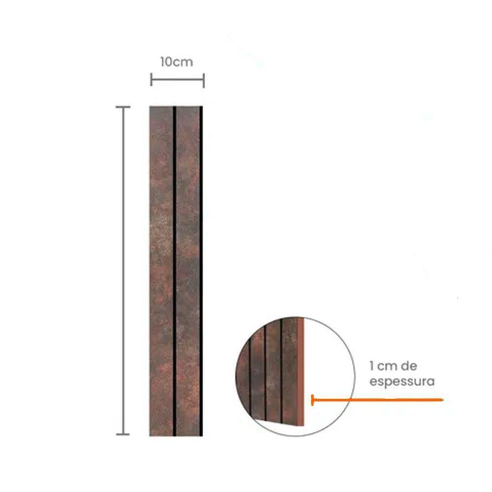 Painel Ripado Eva Laminado Autocolante 10cm Urban Plus Metro M² Corten Com Textura Amadeirado - 4