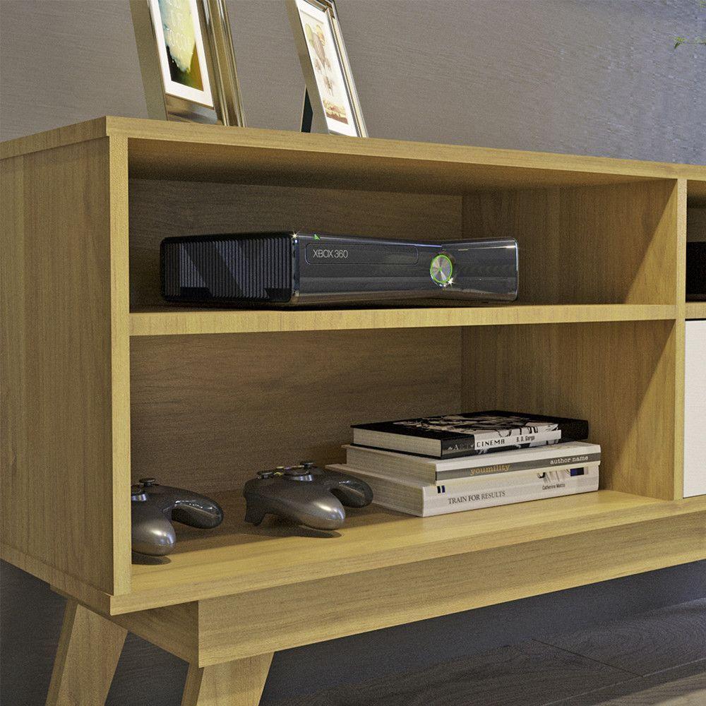 Rack Para Tv Até 50 Polegadas 1 Porta Houston Valdemóveis Cinamomo/off White - 2