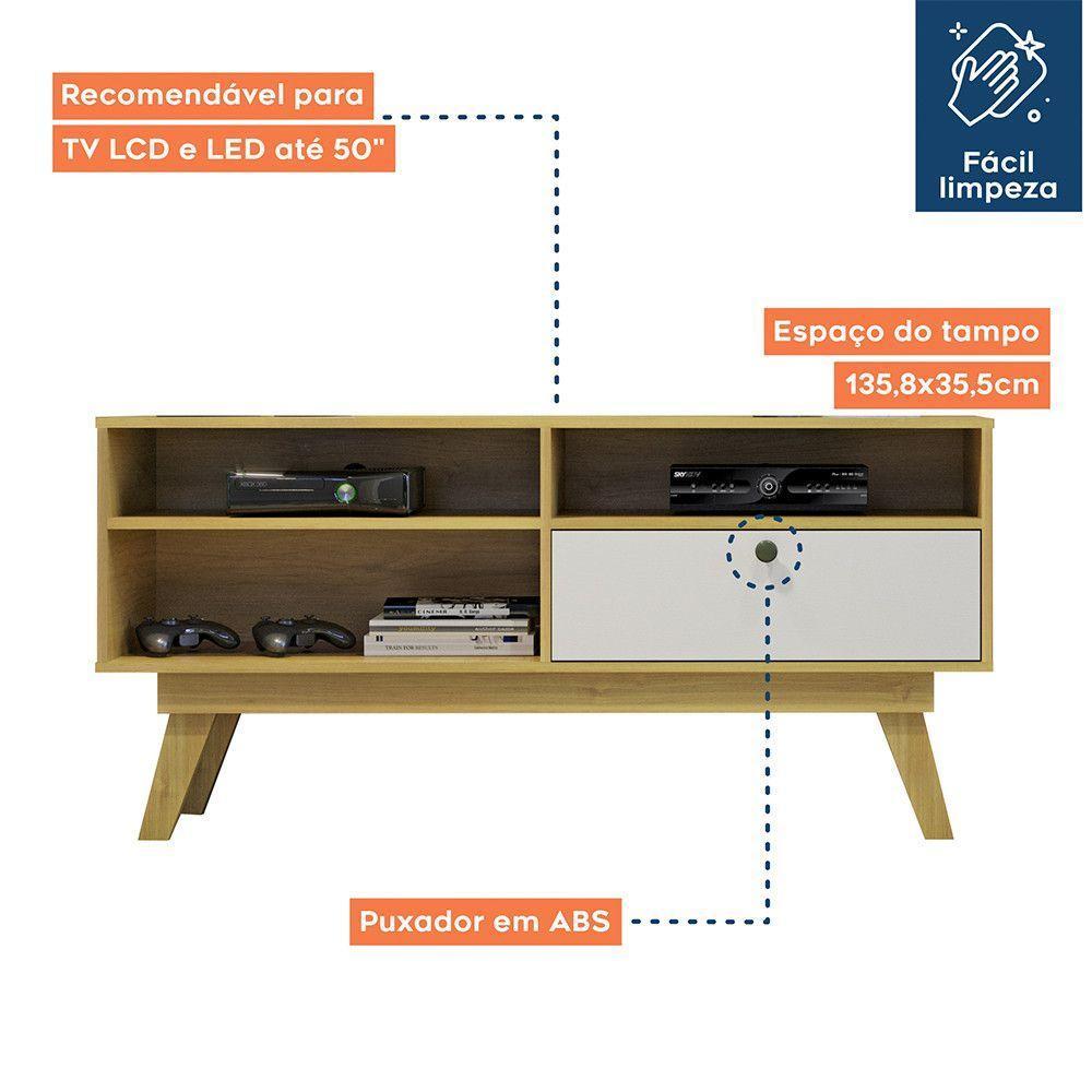 Rack Para Tv Até 50 Polegadas 1 Porta Houston Valdemóveis Cinamomo/off White - 5