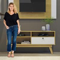 Rack Para Tv Até 50 Polegadas 1 Porta Houston Valdemóveis Cinamomo/off White - 9