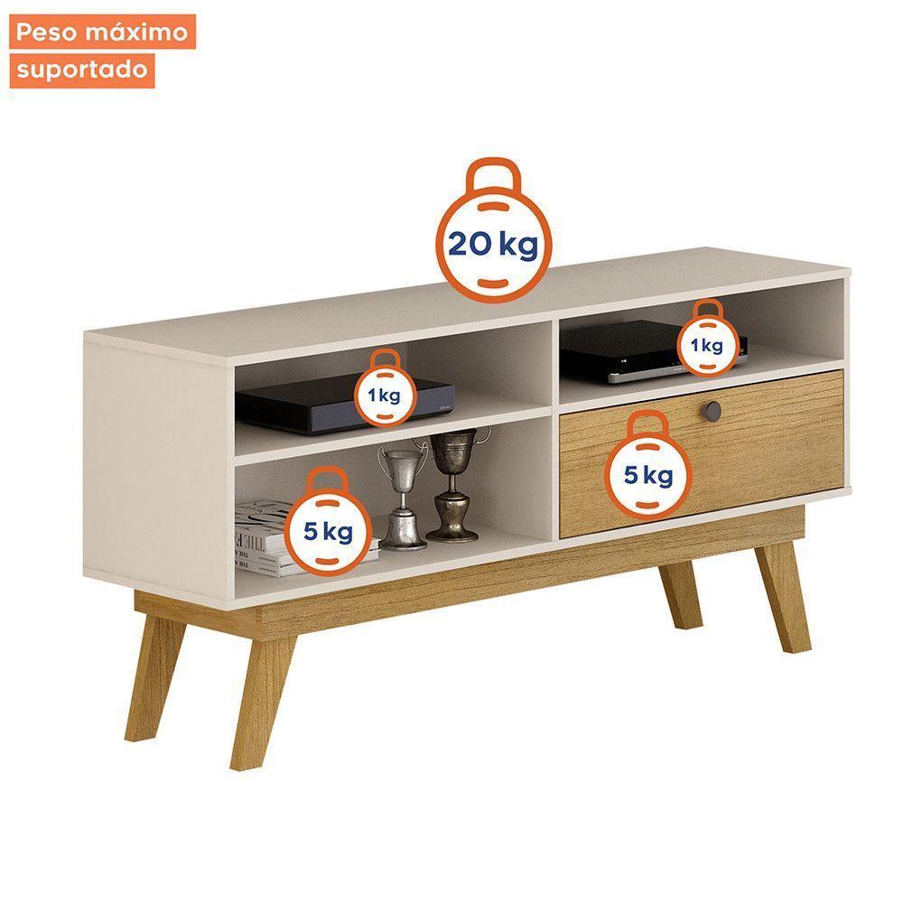 Rack Para Tv Até 50 Polegadas 1 Porta Houston Valdemóveis Off White/cinamomo - 6