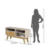 Rack Para Tv Até 50 Polegadas 1 Porta Houston Valdemóveis Off White/cinamomo - 7
