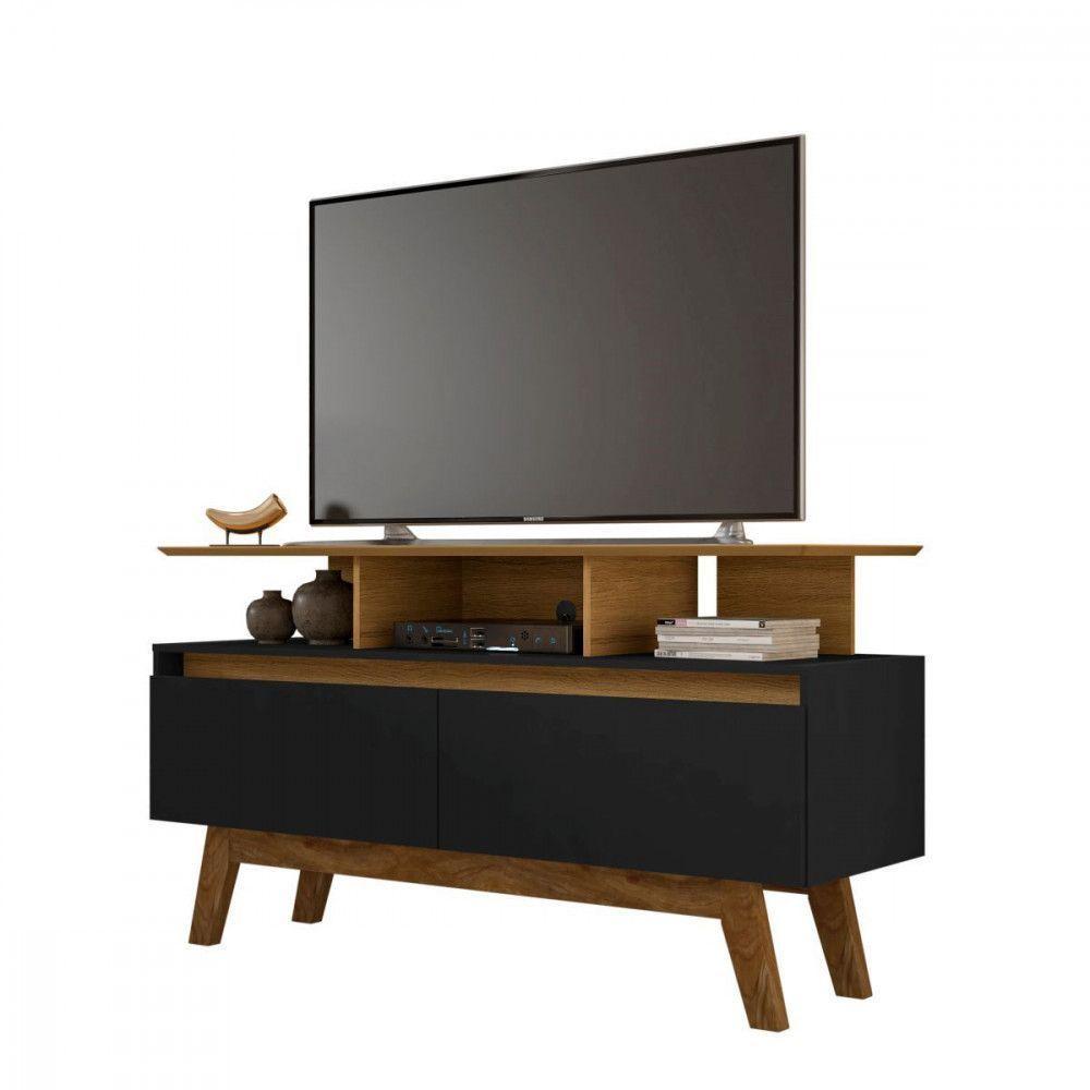 Rack Para Tv De Até 50" Cinamomo/preto Fosco Rubi Bechara - 1