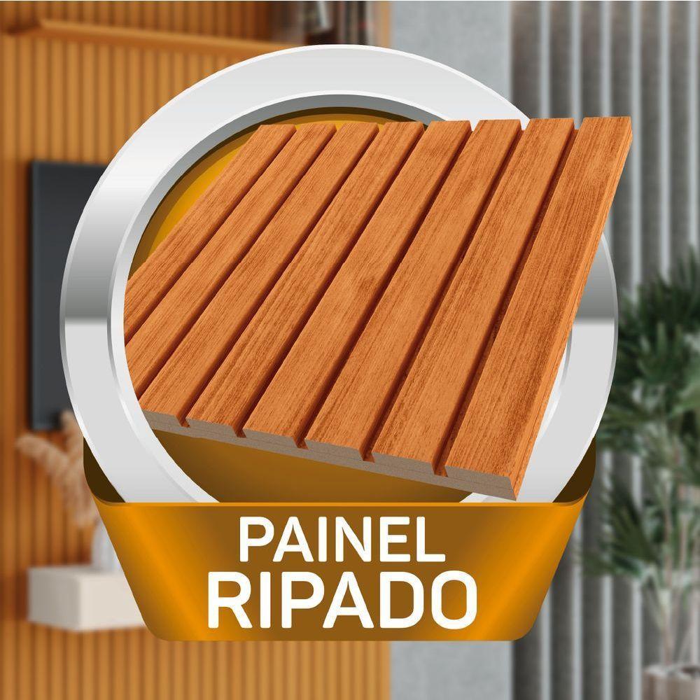 Painel Para Tv Até 55 Polegadas 1,35x2,40m Ripado Com Prateleira Arbo Cedro Edn Nature - 3