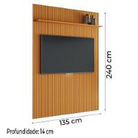 Painel Para Tv Até 55 Polegadas 1,35x2,40m Ripado Com Prateleira Arbo Cedro Edn Nature - 5