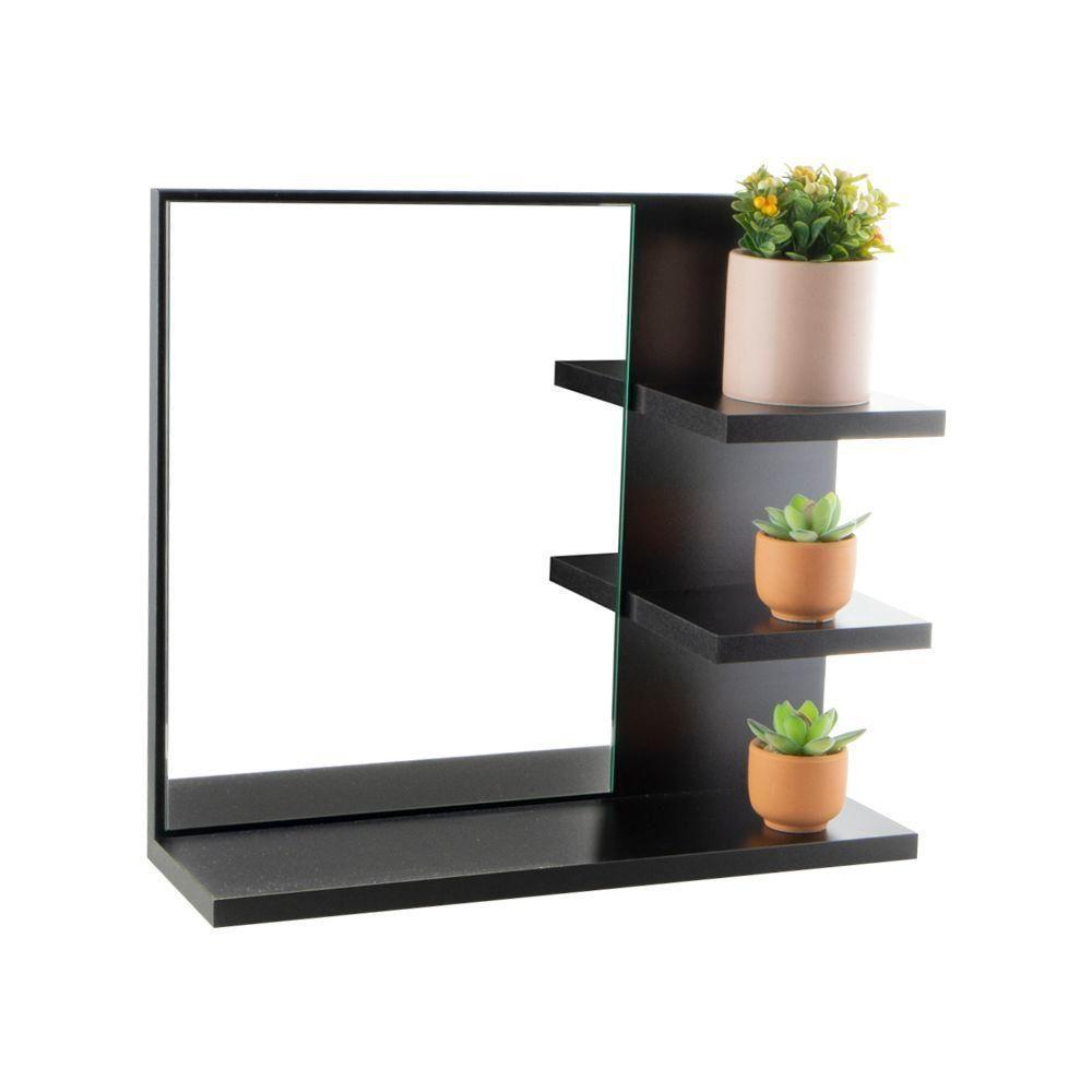 Espelho Para Banheiro Com Armário Preto Nice 40Cm - 1