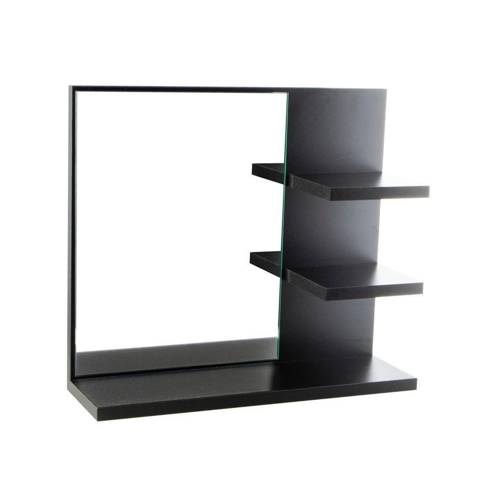 Espelho Para Banheiro Com Armário Preto Nice 40Cm - 3