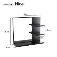 Espelho Para Banheiro Com Armário Preto Nice 40Cm - 2