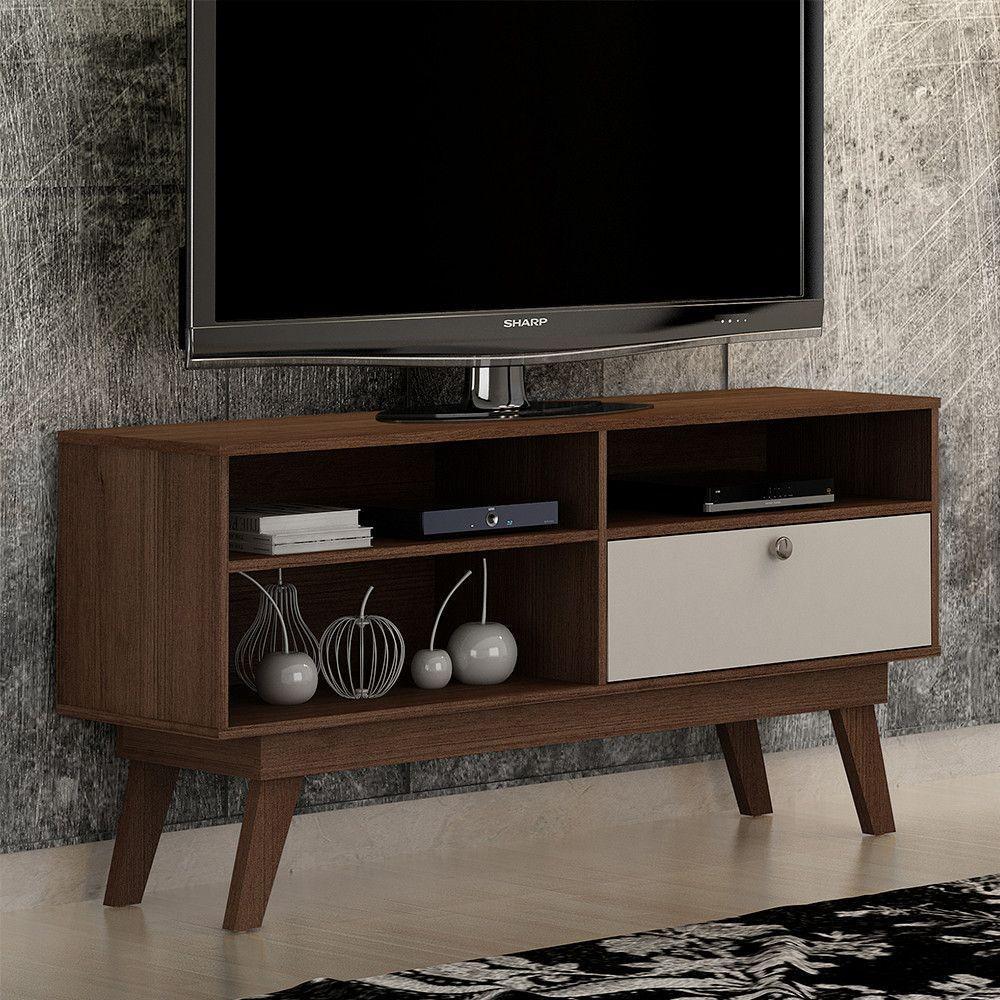 Rack Para Tv Até 50 Polegadas 1 Porta Houston Valdemóveis Chocolate/off White - 1