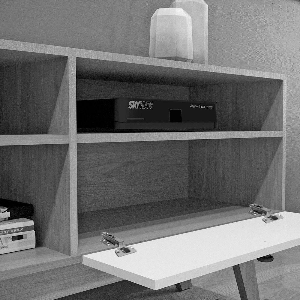 Rack Para Tv Até 50 Polegadas 1 Porta Houston Valdemóveis Chocolate/off White - 3