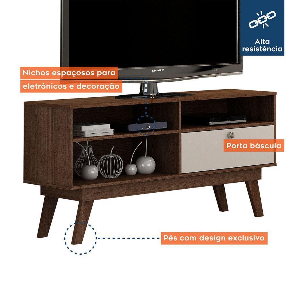 Rack Para Tv Até 50 Polegadas 1 Porta Houston Valdemóveis Chocolate/off White - 5