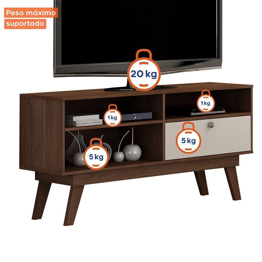 Rack Para Tv Até 50 Polegadas 1 Porta Houston Valdemóveis Chocolate/off White - 6