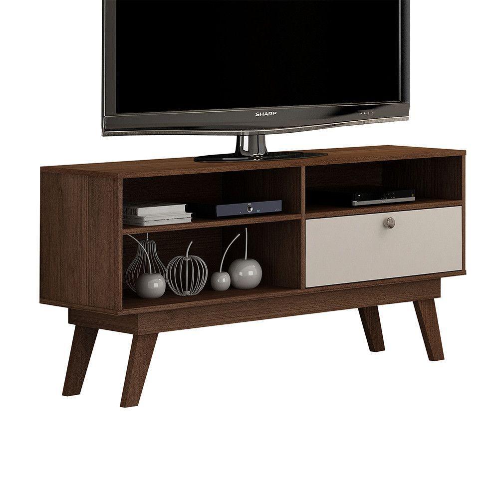 Rack Para Tv Até 50 Polegadas 1 Porta Houston Valdemóveis Chocolate/off White - 8