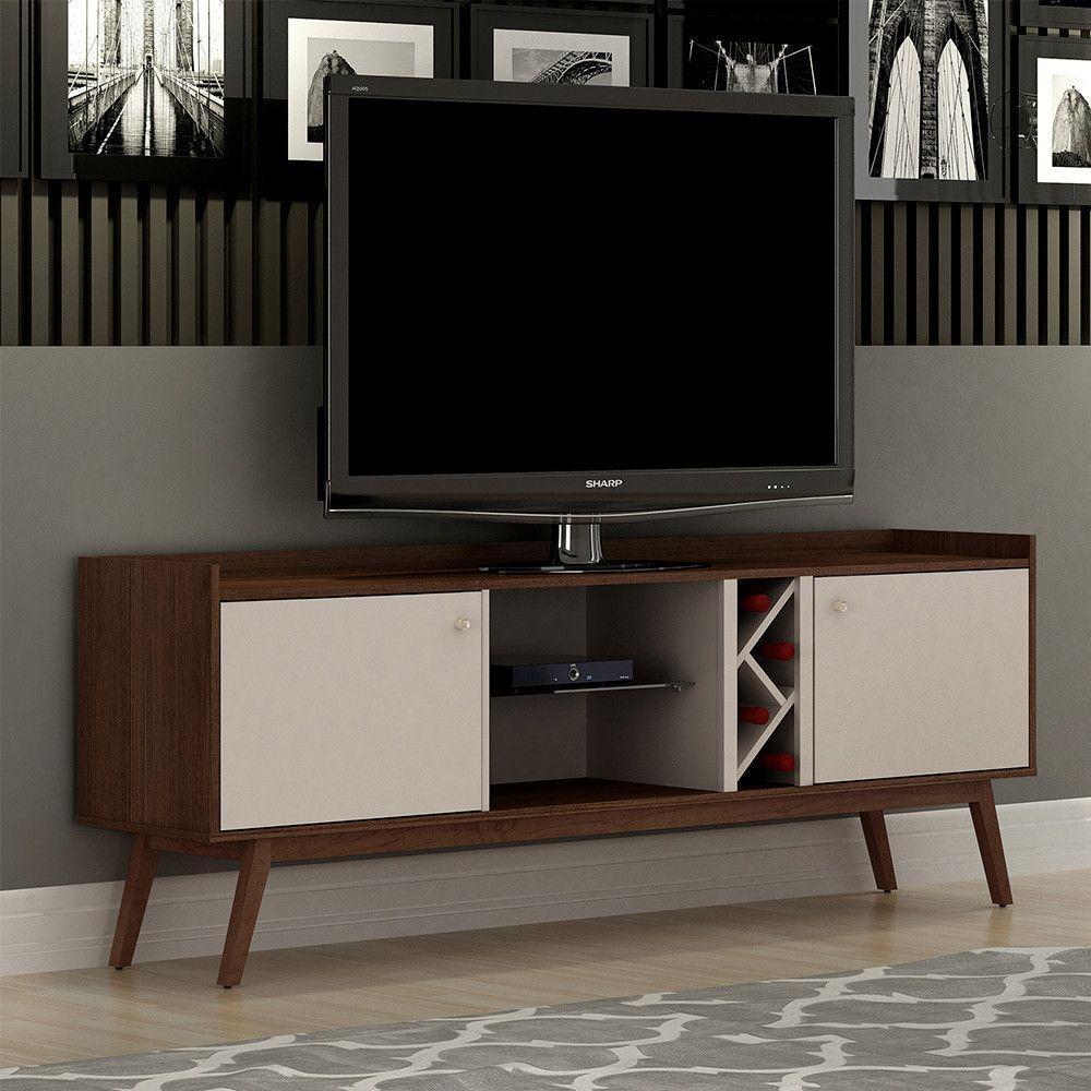 Rack Para Tv Até 60 Polegadas 2 Porta Rio De Janeiro Valdemóveis Chocolate/off White - 1