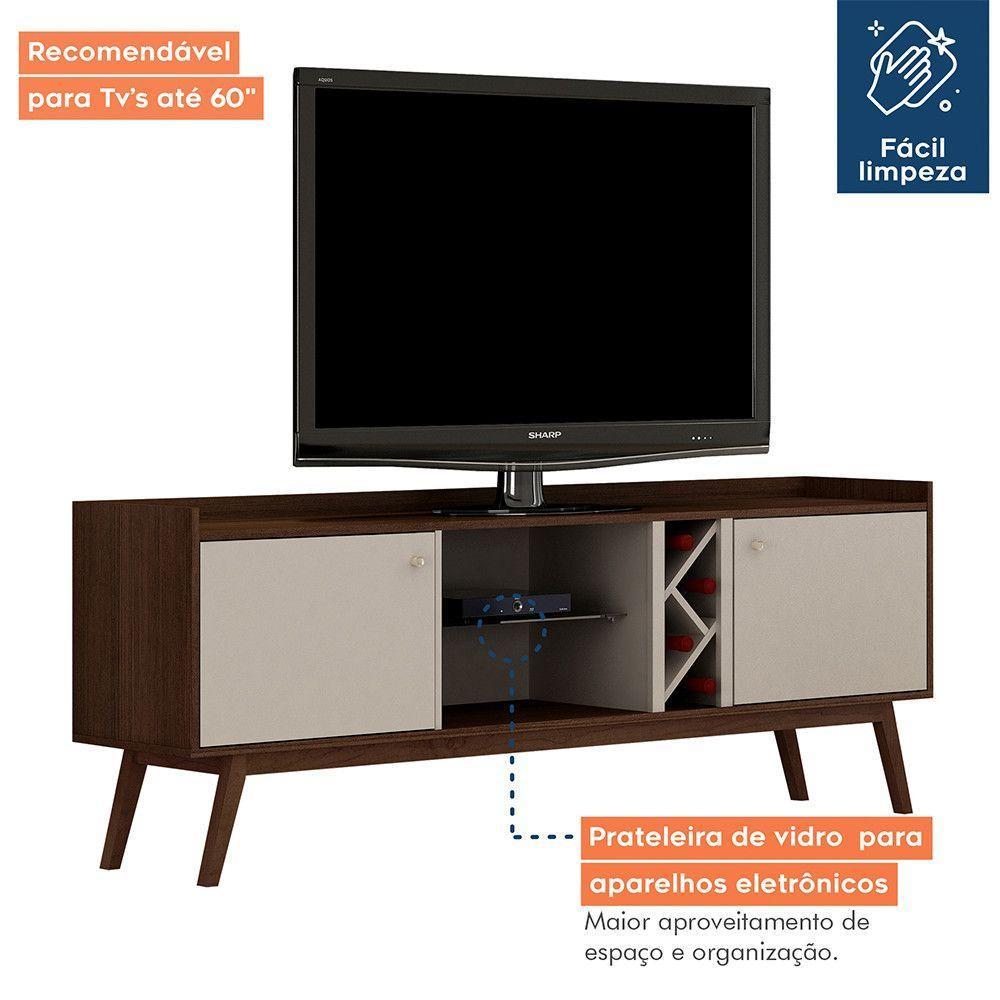 Rack Para Tv Até 60 Polegadas 2 Porta Rio De Janeiro Valdemóveis Chocolate/off White - 5
