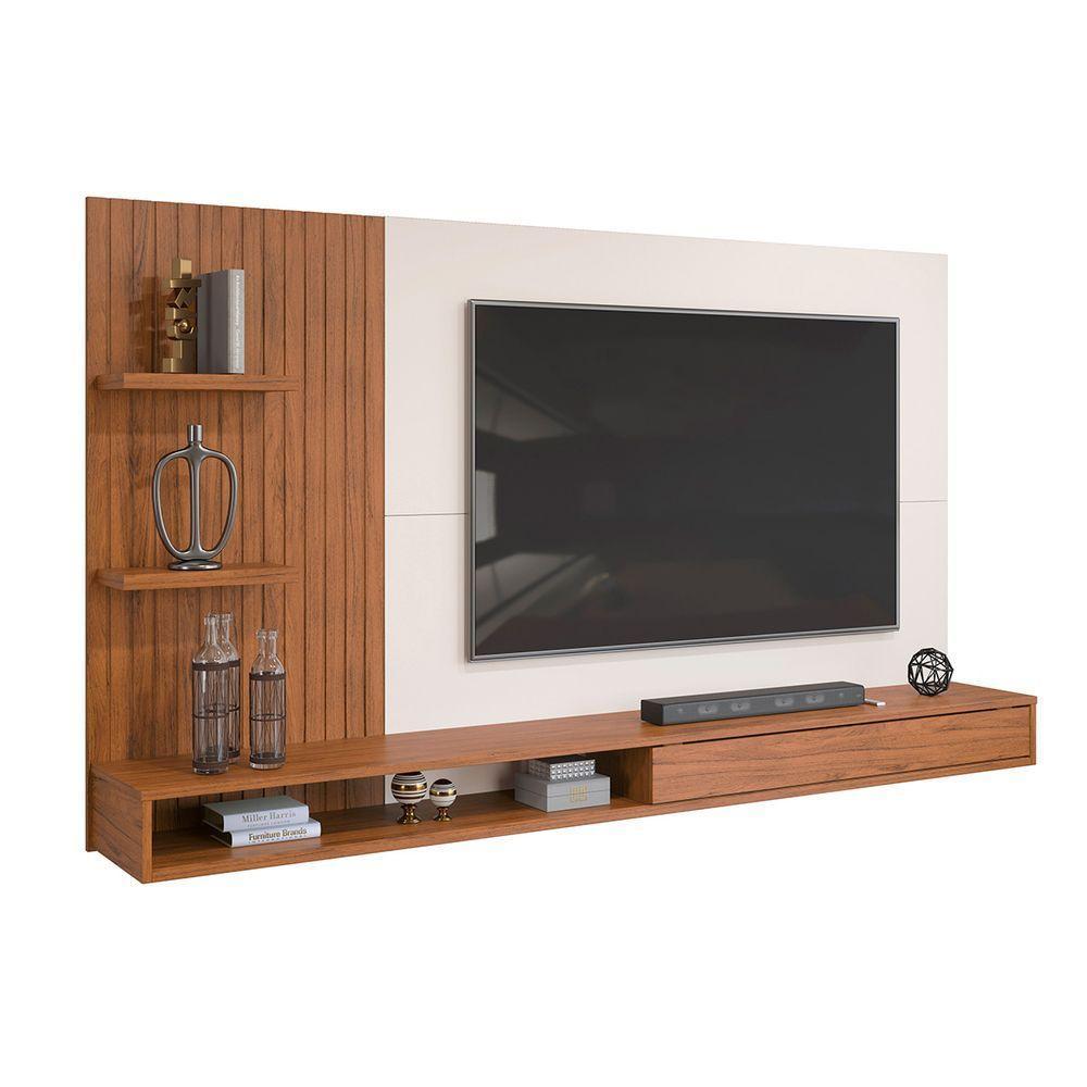 Painel Para Tv Até 60" Polegadas Bento Cor Freijó Off White Dj Móveis - 1