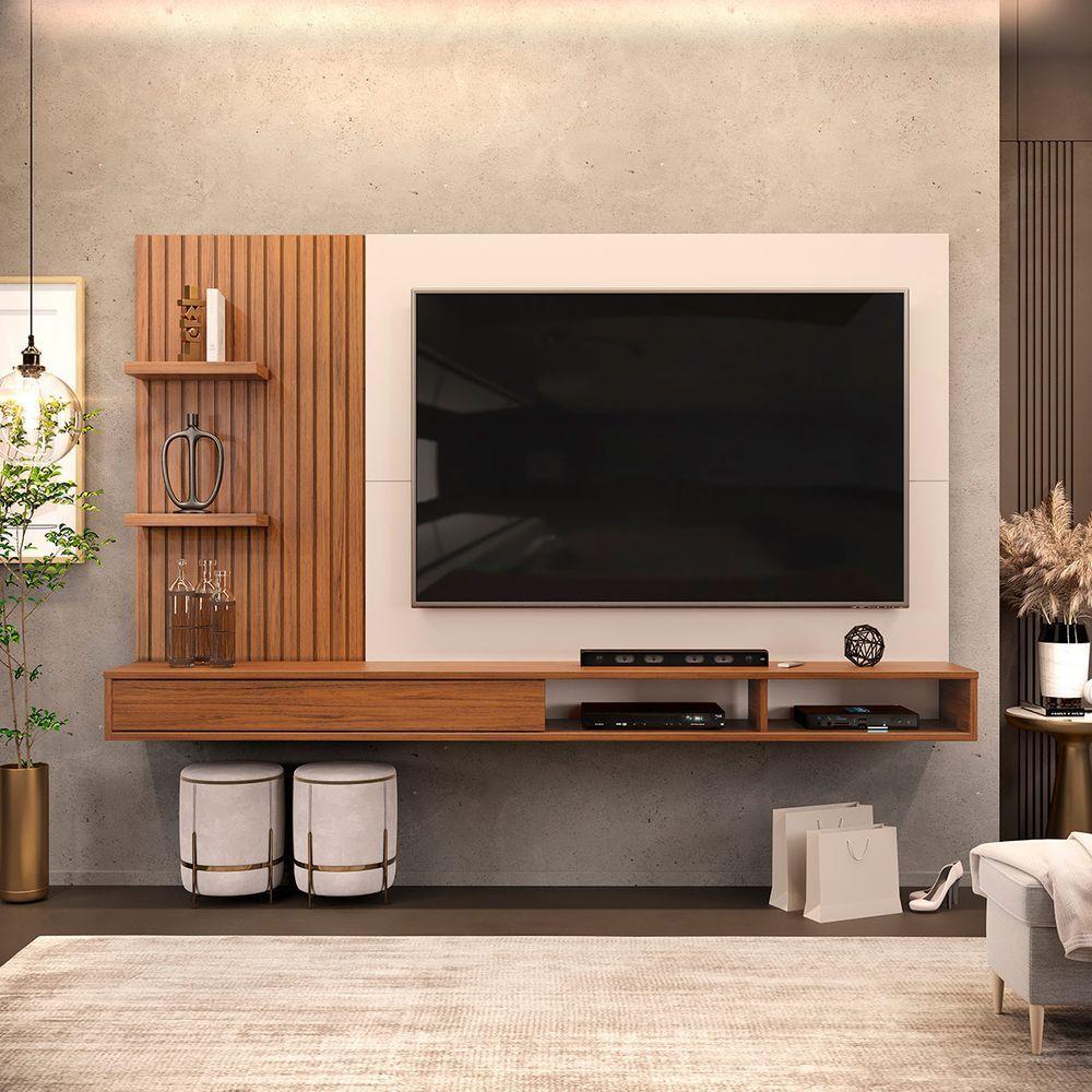 Painel Para Tv Até 60" Polegadas Bento Cor Freijó Off White Dj Móveis - 7