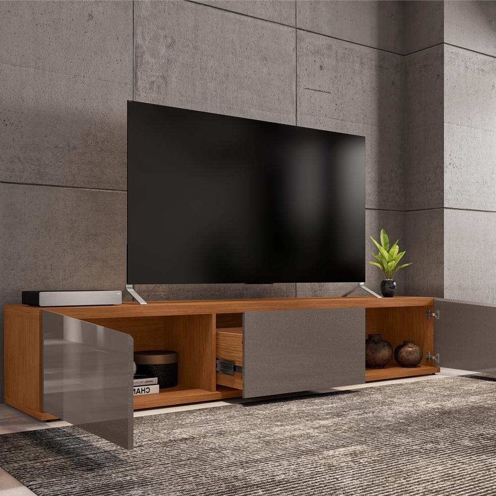 Rack Para Tv Mônaco Com Gaveta Cinza Perola Noce - 3